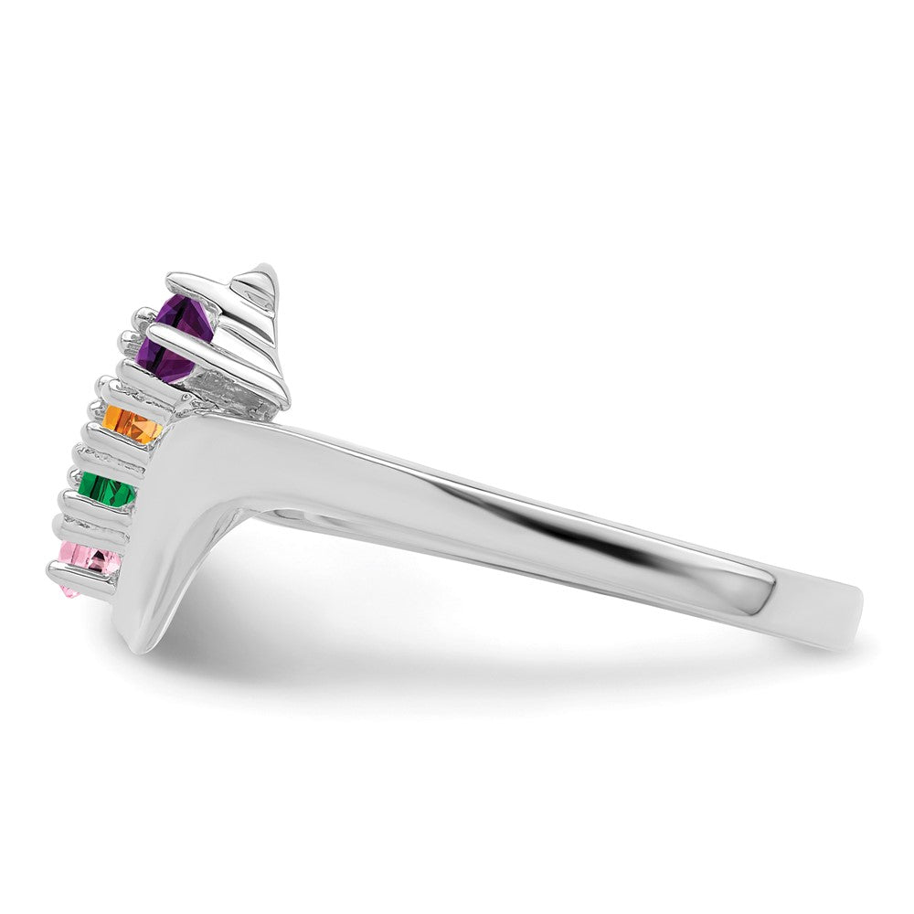 14k White Gold Synthetic Family Jewelry Ring