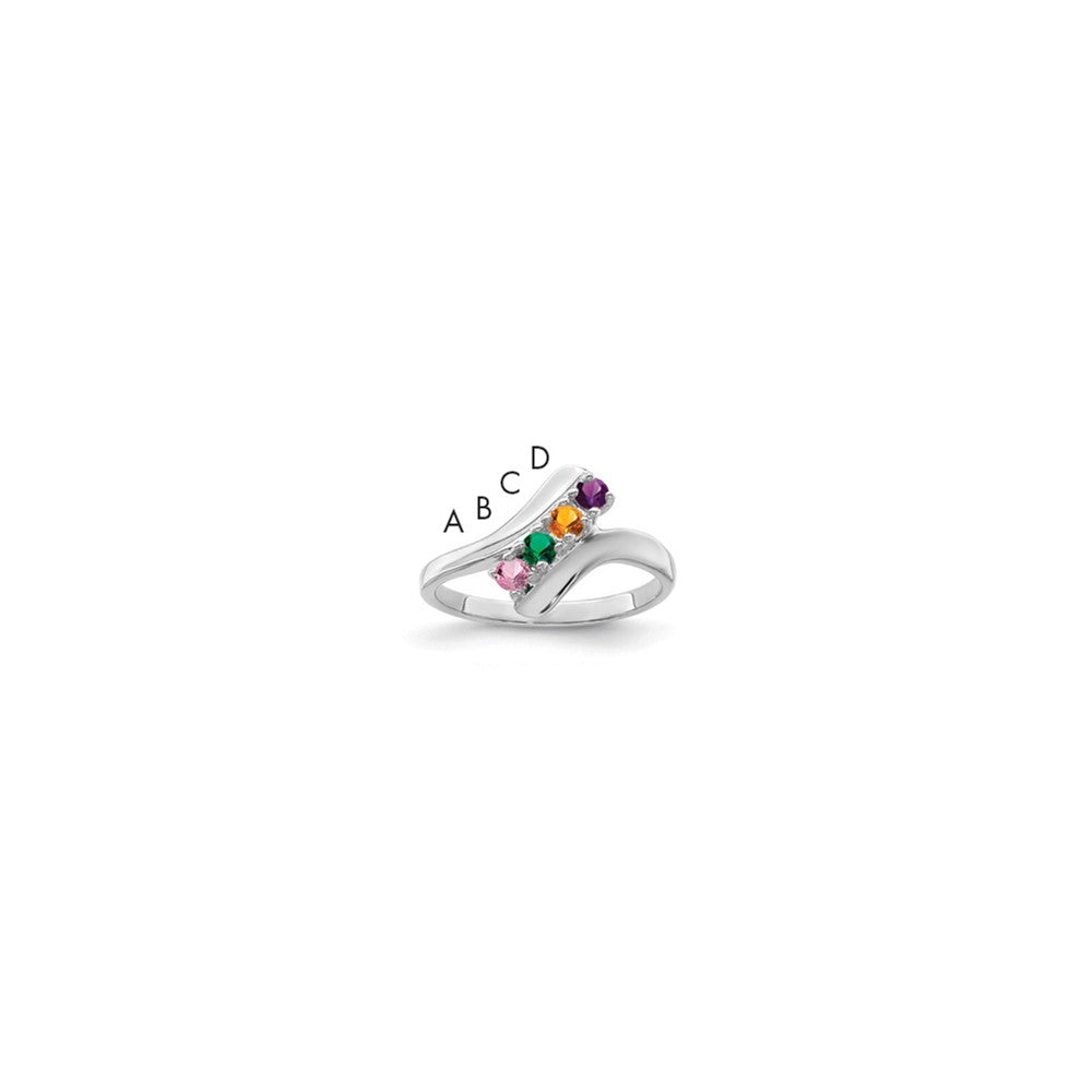 Sterling Silver Rhodium-plated Synthetic 4 Stone Mother's Ring