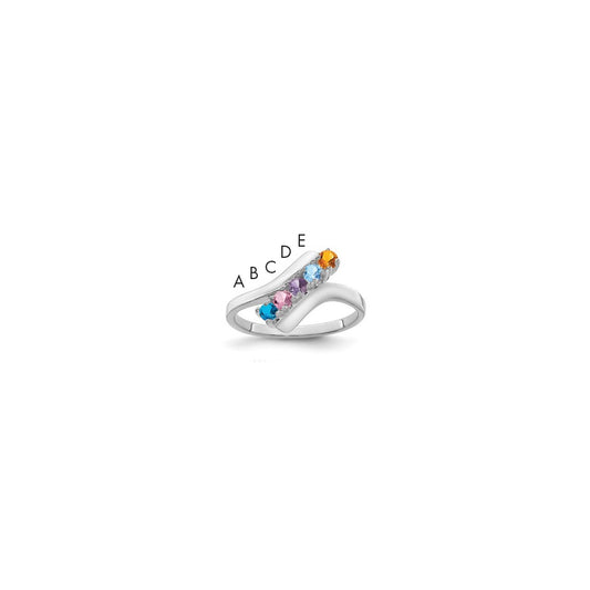 Sterling Silver Rhodium-plated Synthetic 5 Stone Mother's Ring