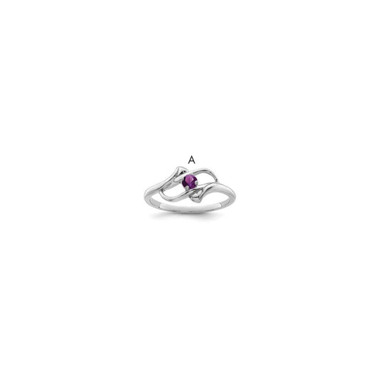 Sterling Silver Rhodium-plated Genuine Stone Family Jewelry Ring