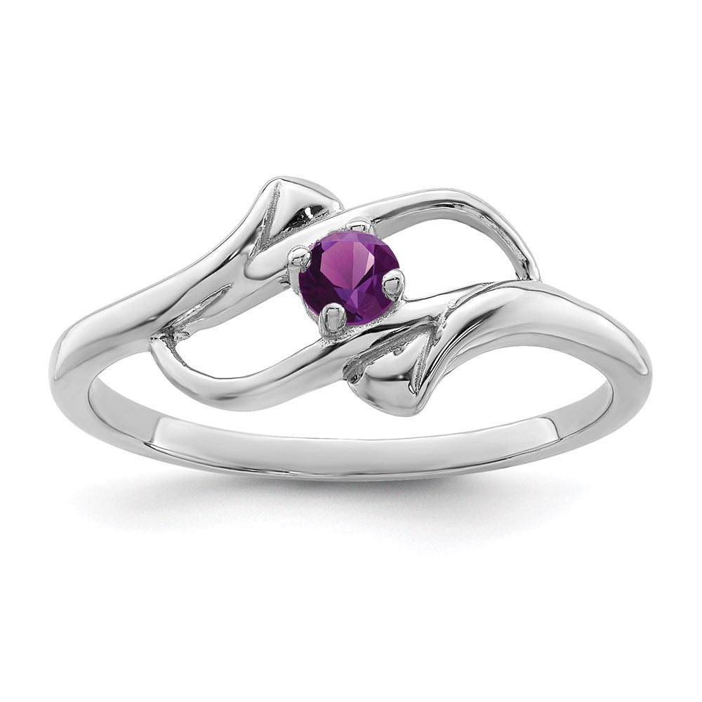 Sterling Silver Rhodium-plated Genuine Stone Family Jewelry Ring