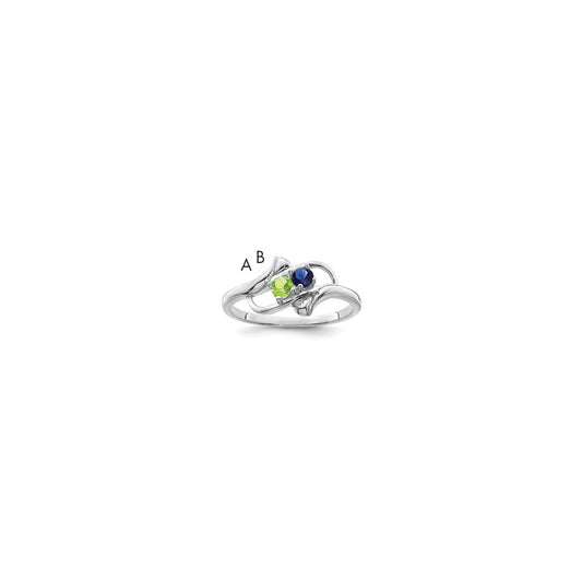 Sterling Silver Rhodium-plated Synthetic 2 Stone Mother's Ring