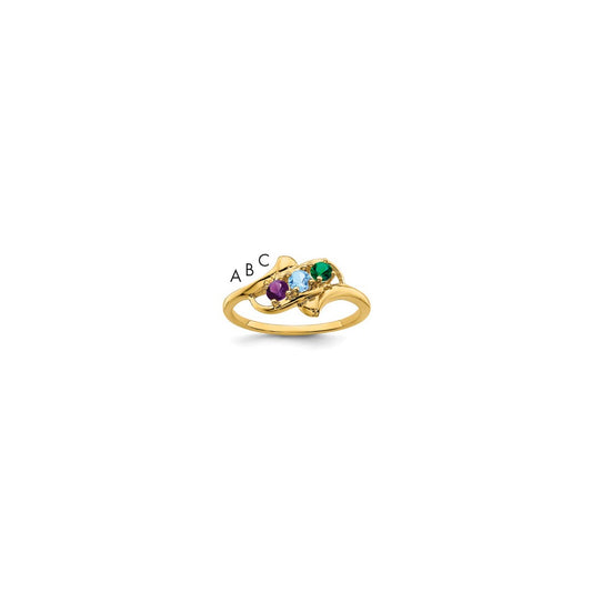 14k Genuine 3 Stone Mother's Ring
