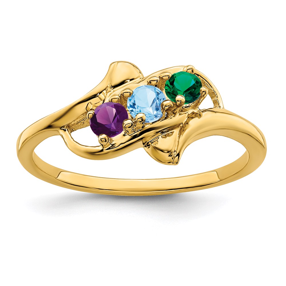 14k Genuine 3 Stone Mother's Ring