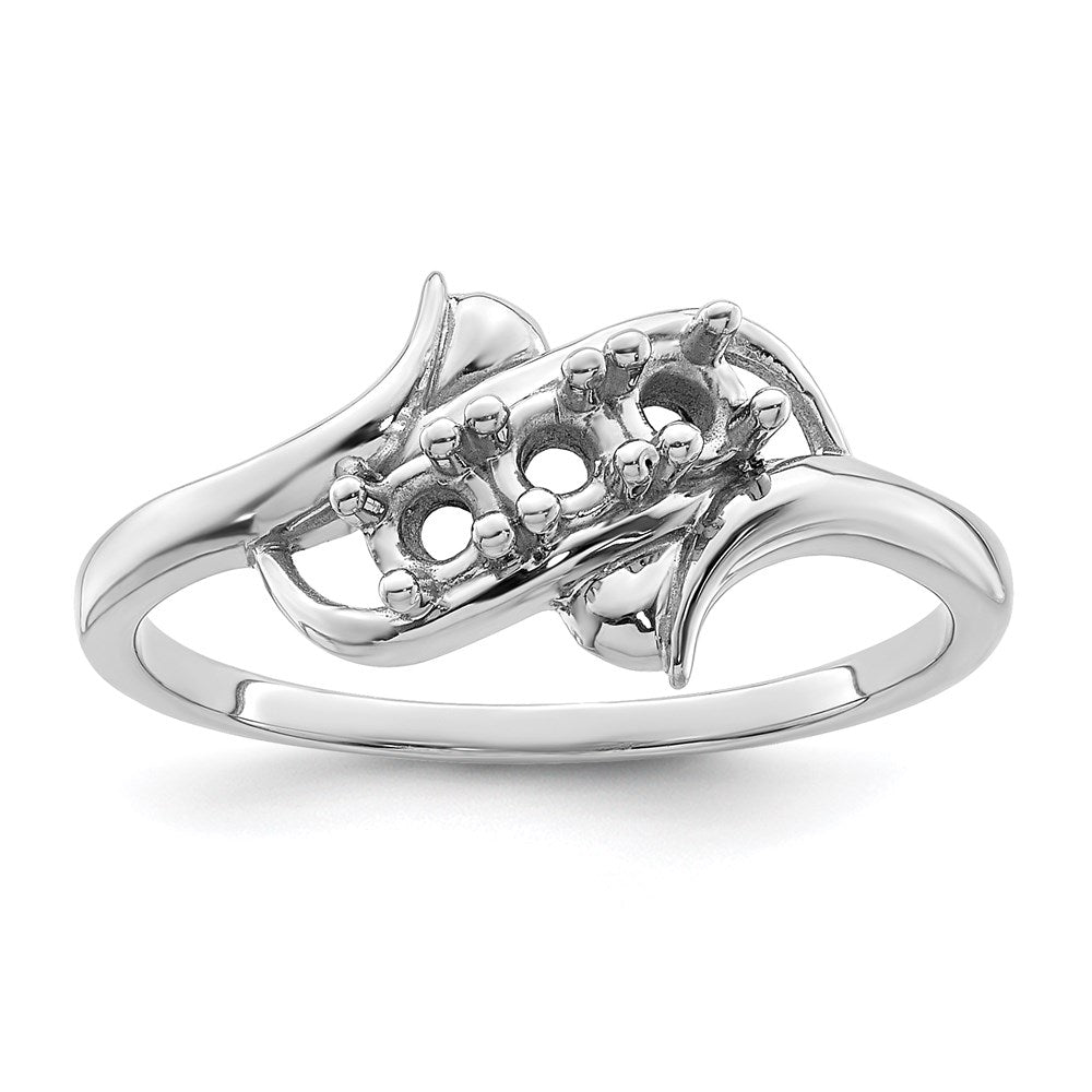 Sterling Silver Rhodium-plated Synthetic 3 Stone Mother's Ring