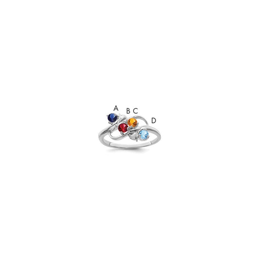 Sterling Silver Rhodium-plated Synthetic 4 Stone Mother's Ring