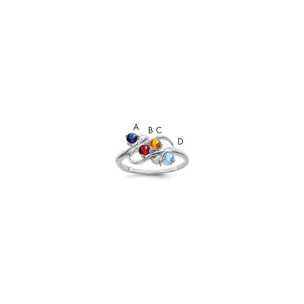 14k White Gold Genuine 4 Stone Mother's Ring