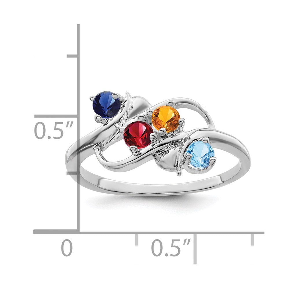 14k White Gold Synthetic Family Jewelry Ring