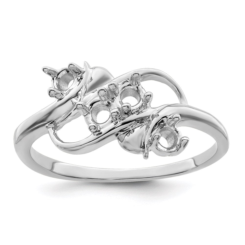 14k White Gold Genuine 4 Stone Mother's Ring