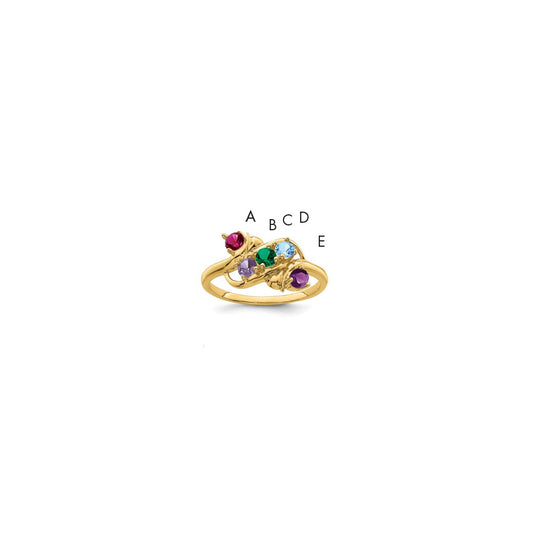 14k Genuine 5 Stone Mother's Ring