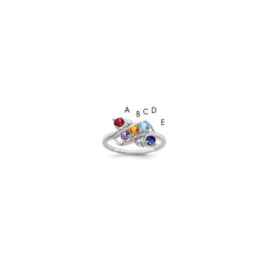 Sterling Silver Rhodium-plated Synthetic 5 Stone Mother's Ring