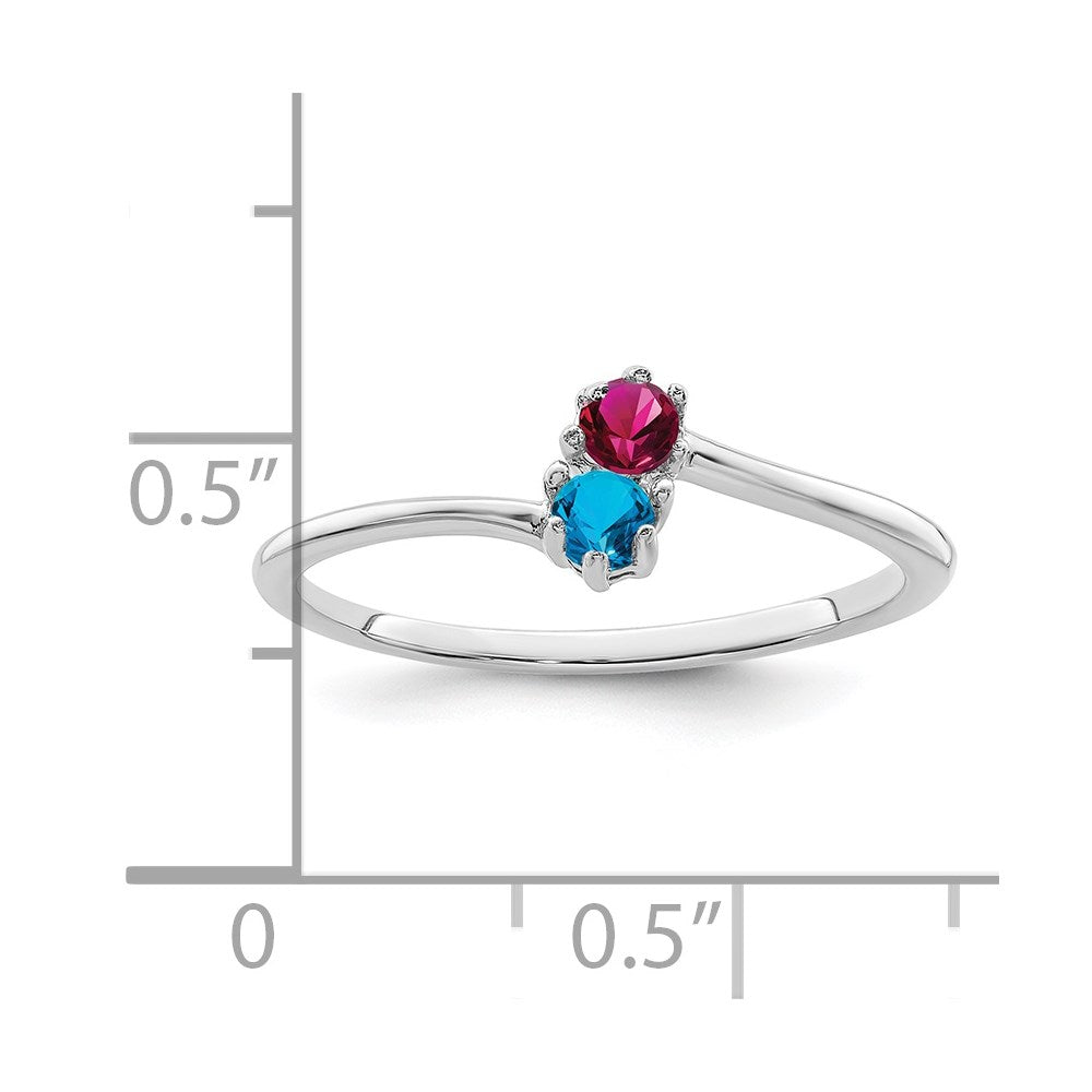 14k White Gold Synthetic Family Jewelry Ring