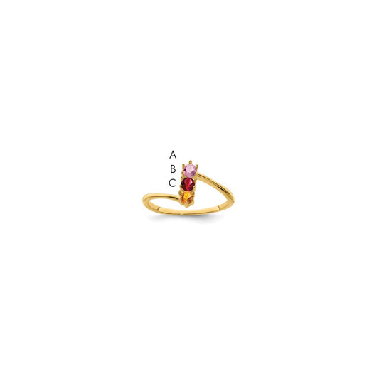 14k Genuine 3 Stone Mother's Ring