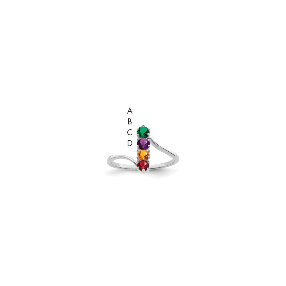 14k White Gold Synthetic Family Jewelry Ring