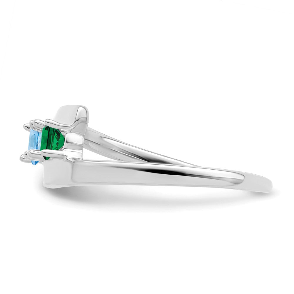 14k White Gold Synthetic Family Jewelry Ring