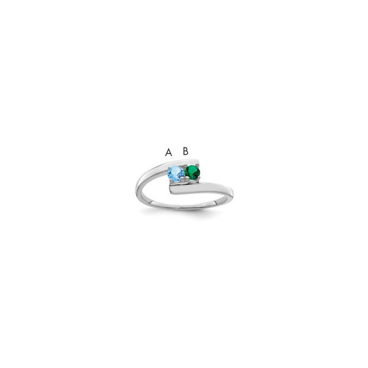 Sterling Silver Rhodium-plated Synthetic 2 Stone Mother's Ring