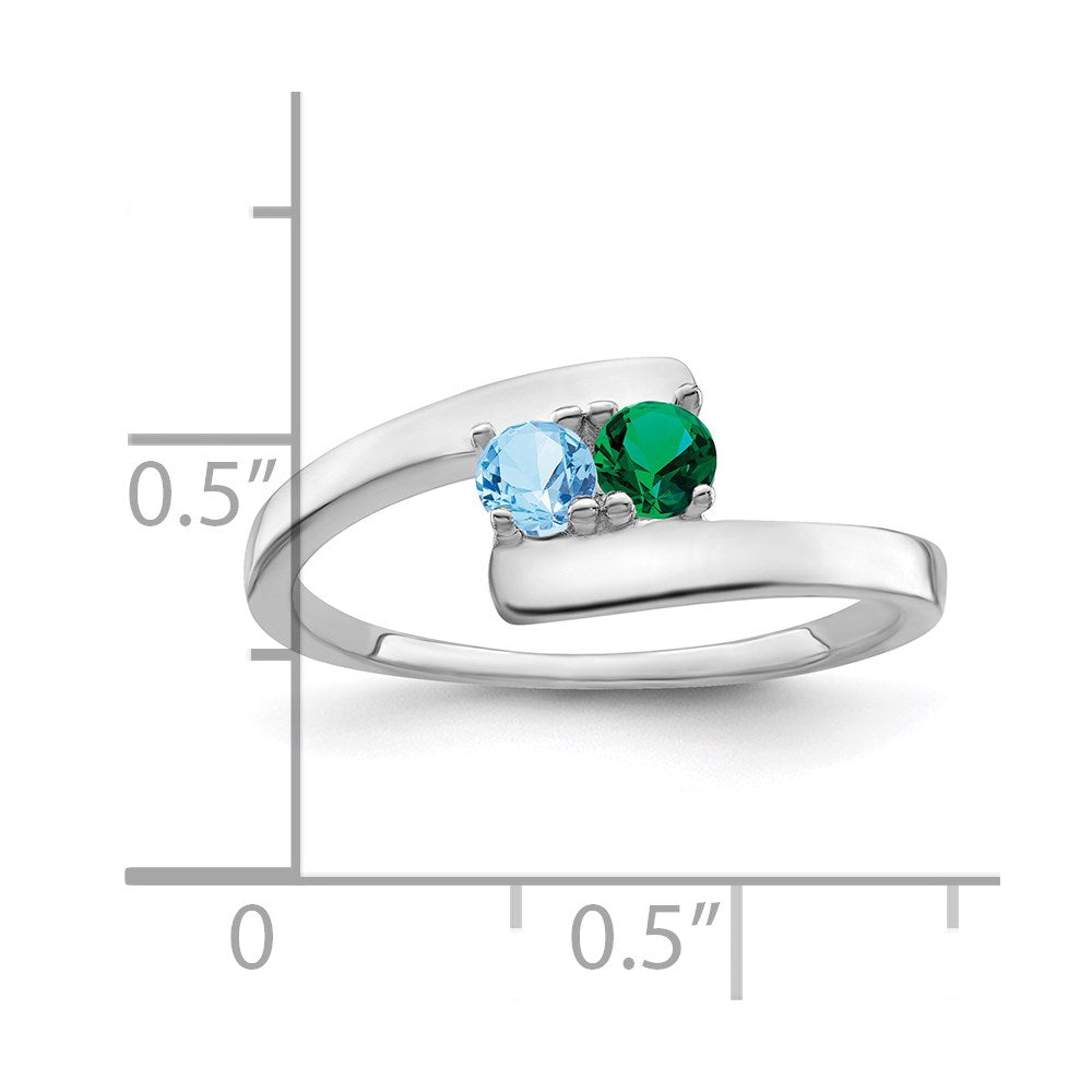14k White Gold Genuine 2 Stone Mother's Ring