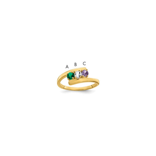 14k Genuine 3 Stone Mother's Ring