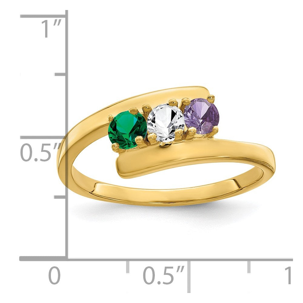 14k Genuine 3 Stone Mother's Ring