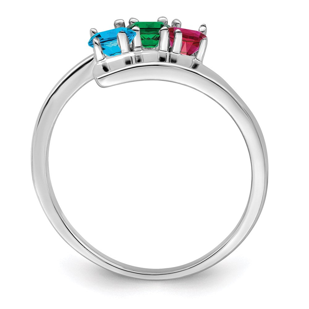 14k White Gold Genuine 3 Stone Mother's Ring