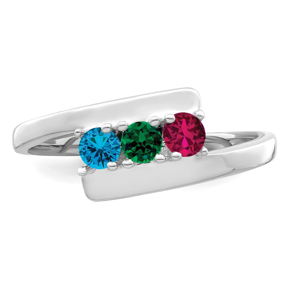 14k White Gold Synthetic Family Jewelry Ring