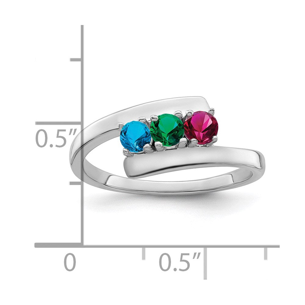 14k White Gold Genuine 3 Stone Mother's Ring