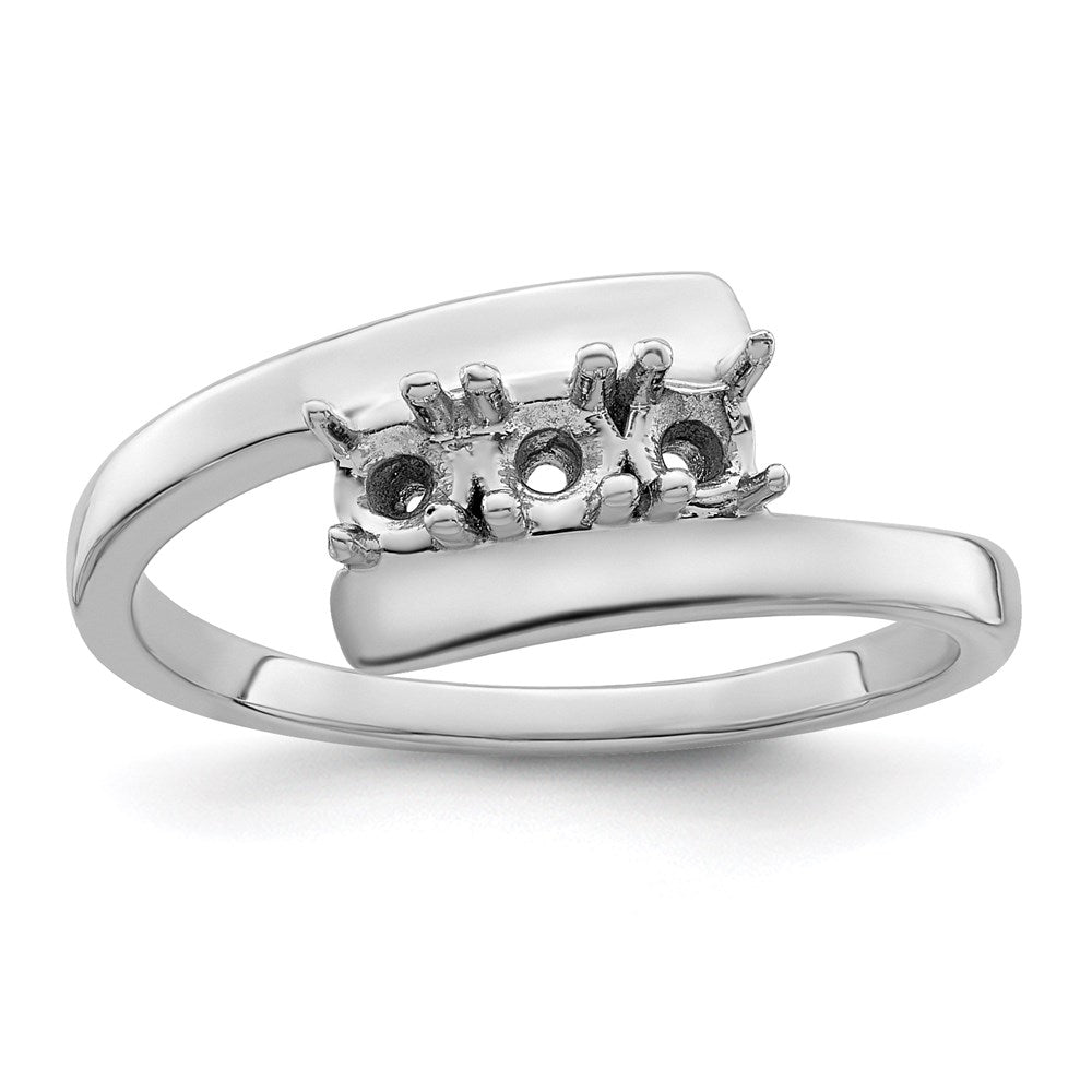 Sterling Silver Rhodium-plated Synthetic 3 Stone Mother's Ring
