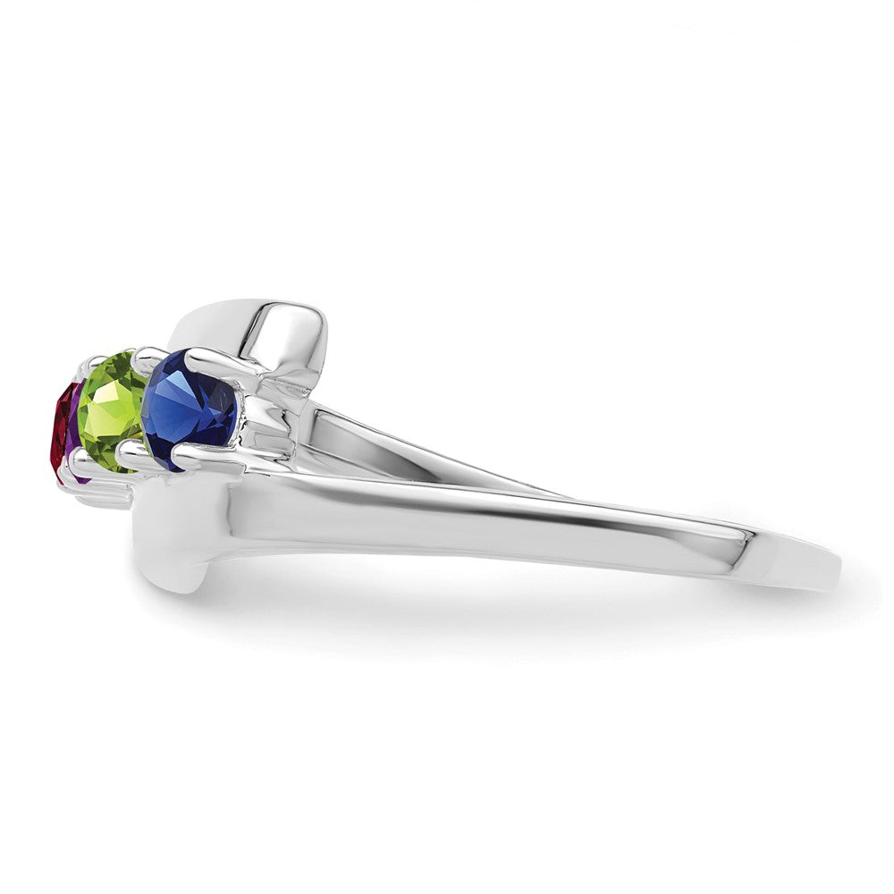 Sterling Silver Rhodium-plated Synthetic 4 Stone Mother's Ring