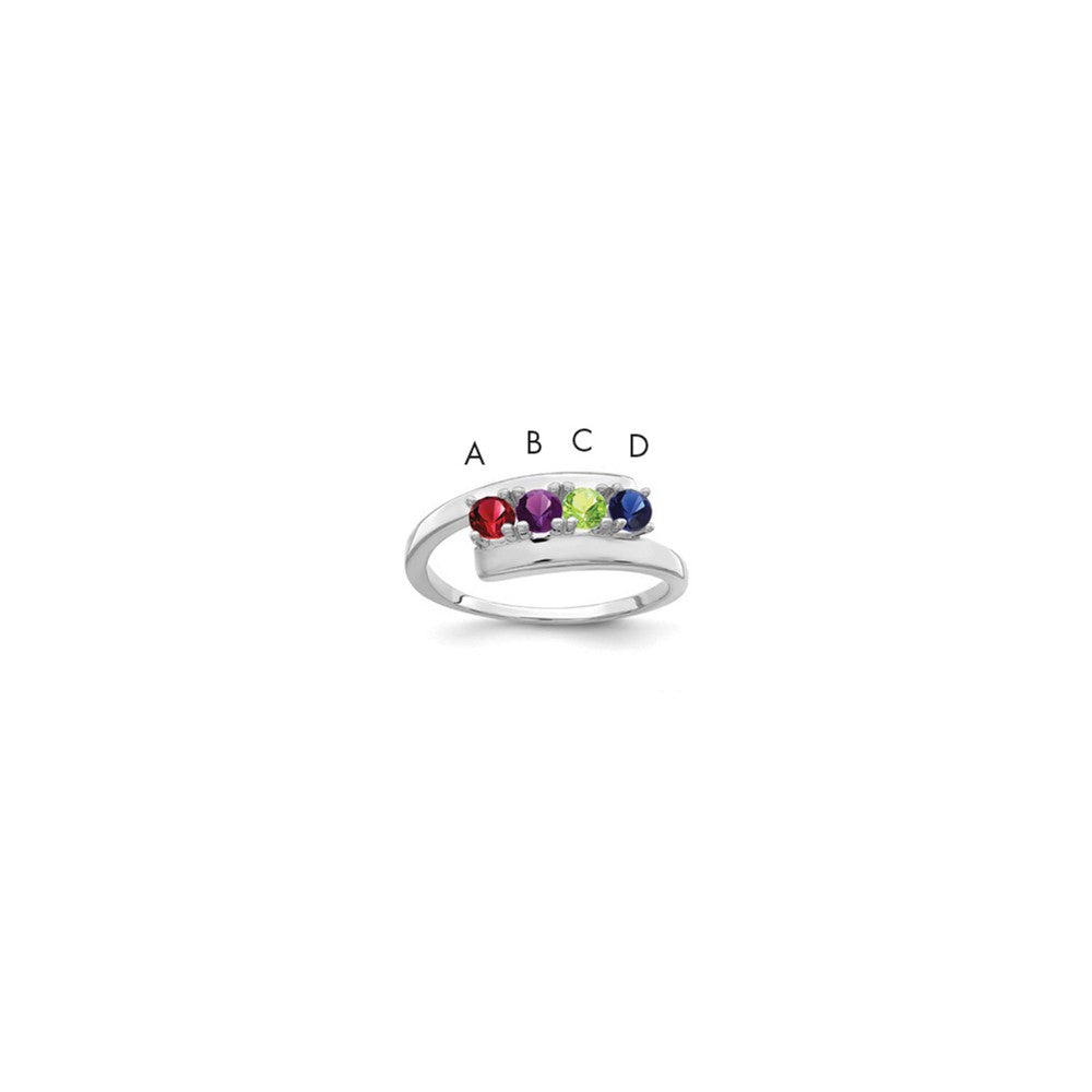 14k White Gold Genuine 4 Stone Mother's Ring