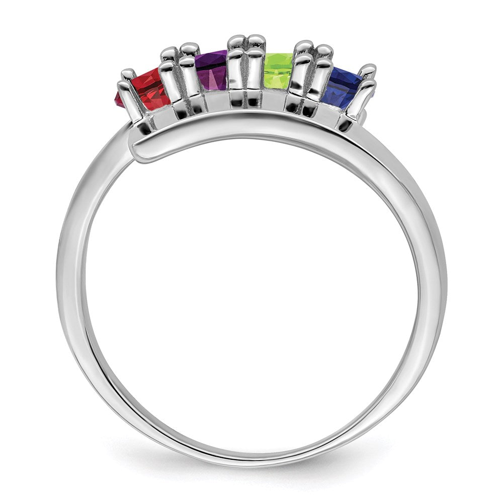 Sterling Silver Rhodium-plated Synthetic 4 Stone Mother's Ring