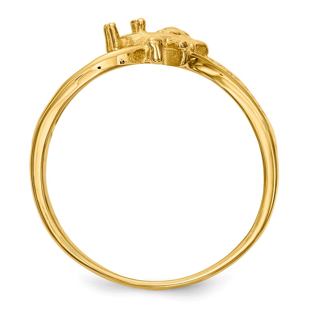 14k Yellow Gold Polished 1-Stone Mothers Ring with Angel on Band Mounting