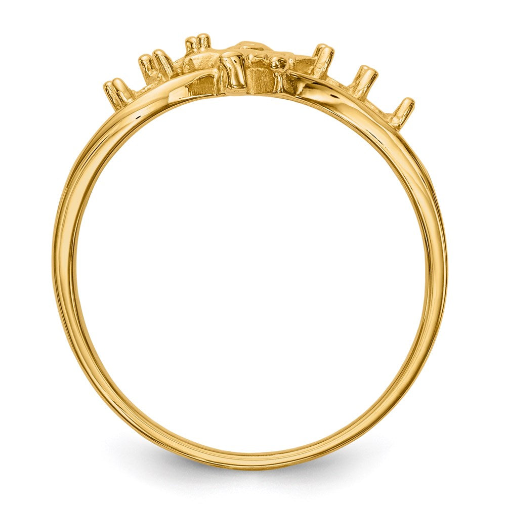 14k Yellow Gold Polished 4-Stone Mothers Ring with Angel on Band Mounting