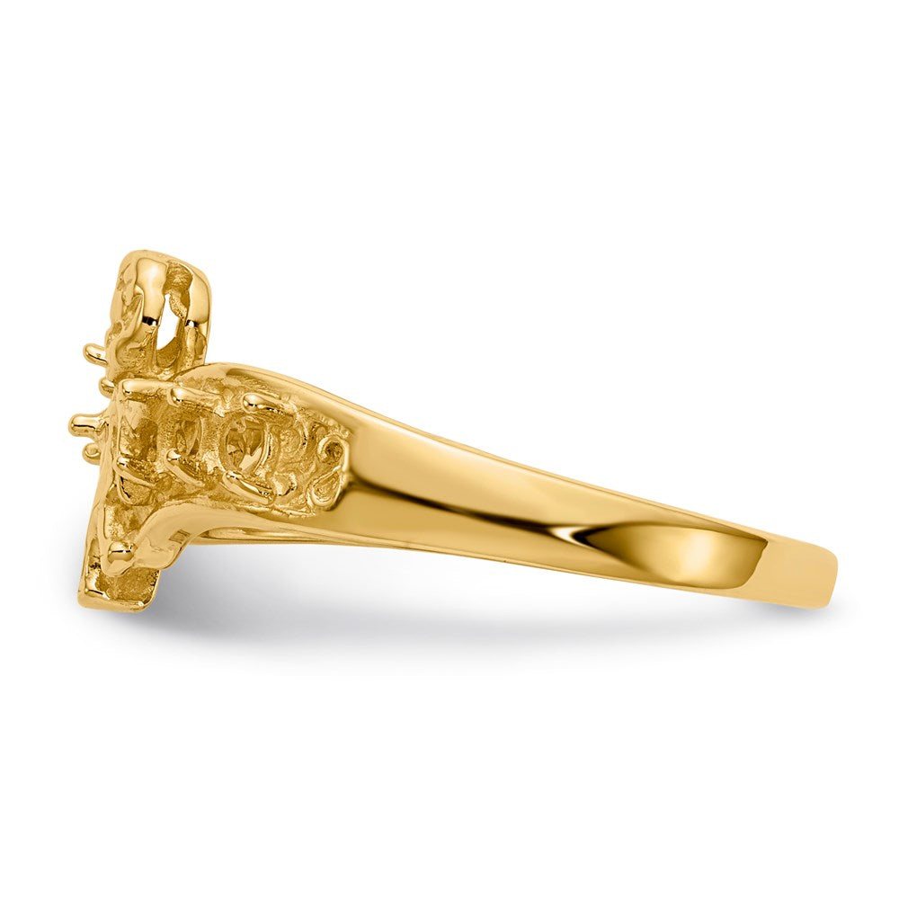 14k Yellow Gold Polished 4-Stone Mothers Ring with Angel on Band Mounting