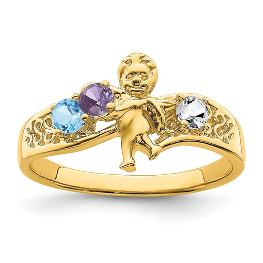 14k Genuine 3 Stone Mother's Ring