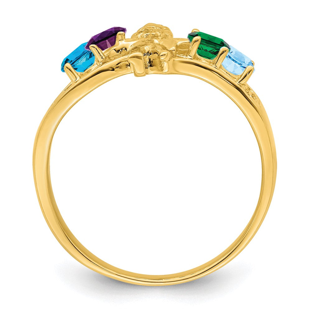14k Yellow Gold Genuine 4 Stone Mother's Ring
