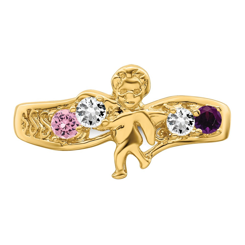 14k Yellow Gold Genuine 4 Stone Mother's Ring