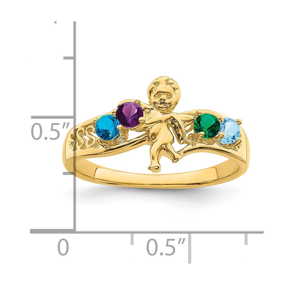 14k Yellow Gold Genuine 4 Stone Mother's Ring