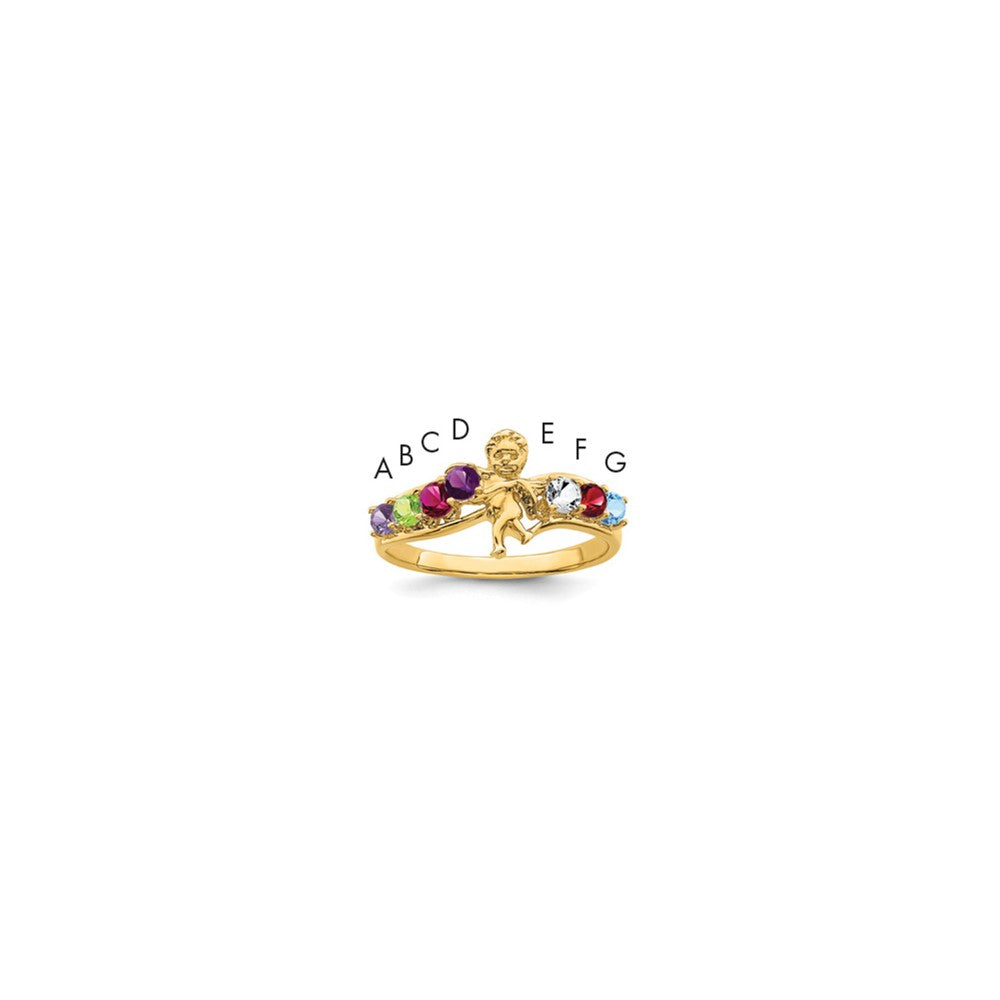 14k Genuine 7 Stone Mother's Ring