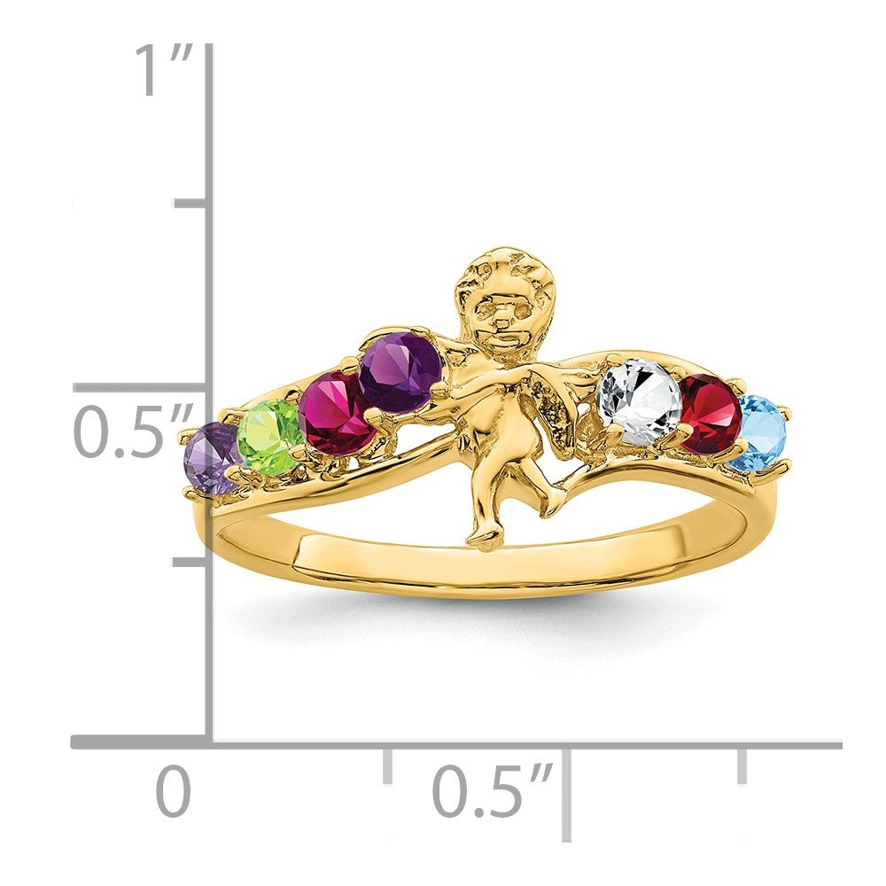 14k Genuine 7 Stone Mother's Ring