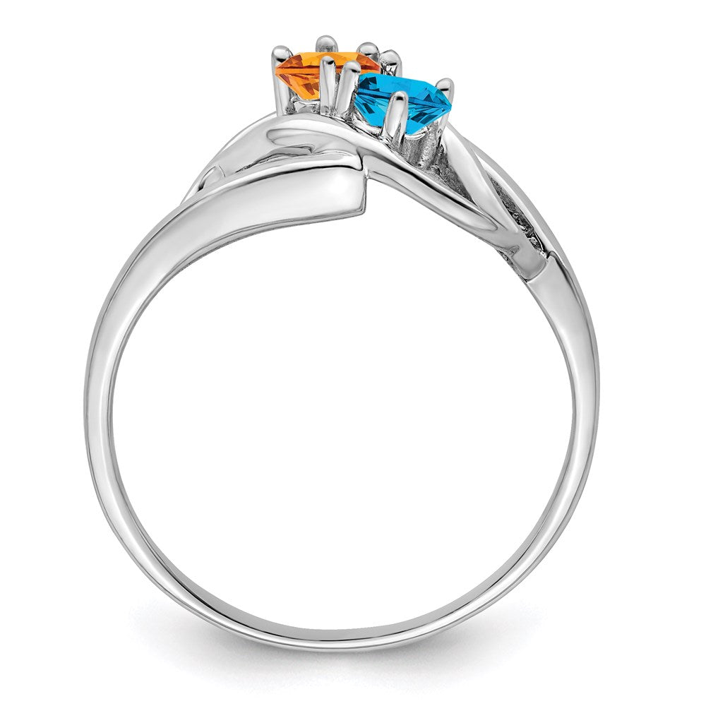 14k White Gold Synthetic Family Jewelry Ring