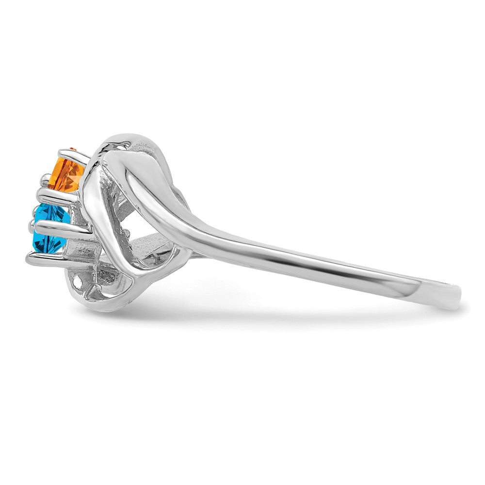 14k White Gold Synthetic Family Jewelry Ring