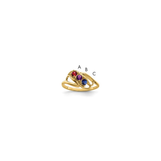14k Genuine 3 Stone Mother's Ring
