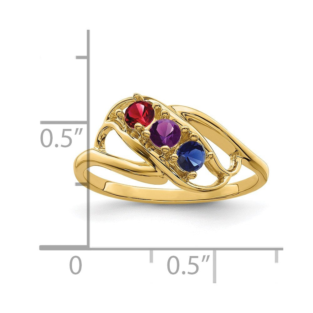 14k Synthetic Family Jewelry Ring