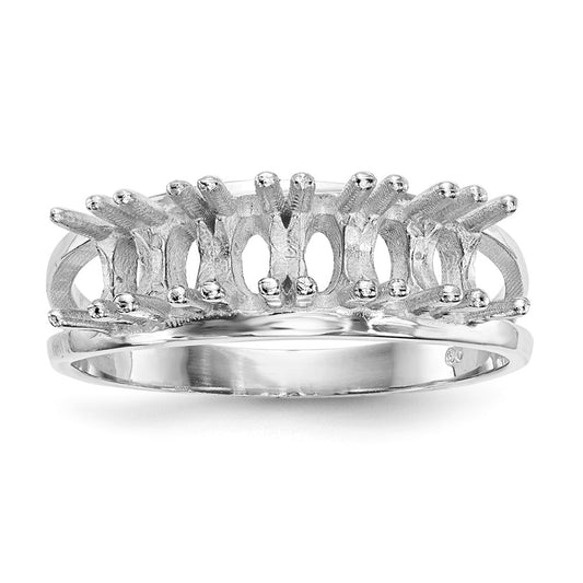 14k White Gold Polished 6-Stone Mothers Ring Mounting