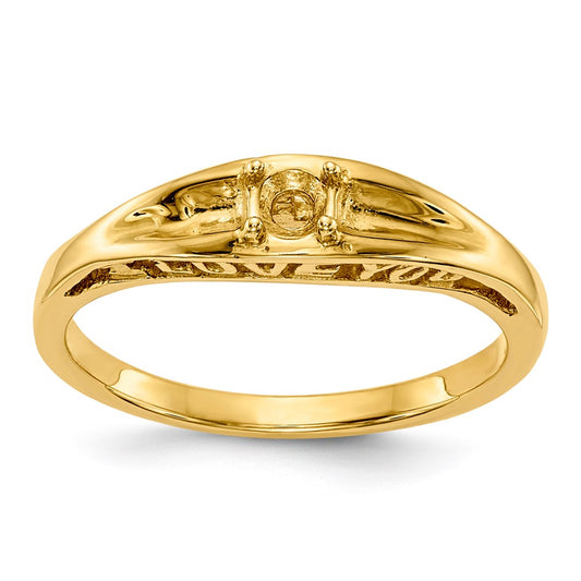 14k Yellow Gold Polished 1-Stone Mothers Ring Mounting