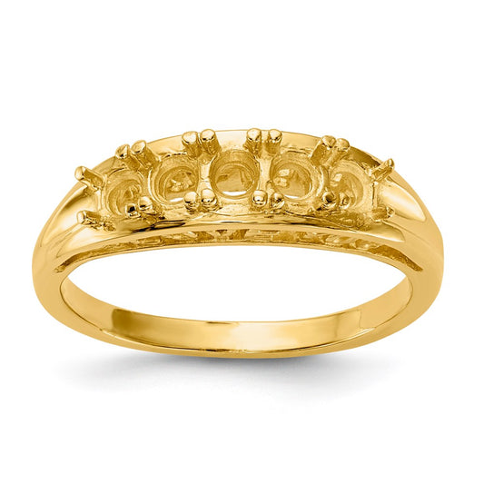 14k White Gold Polished 5-Stone Mothers Ring Mounting
