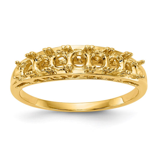 14k Yellow Gold Polished 7-Stone Mothers Ring Mounting