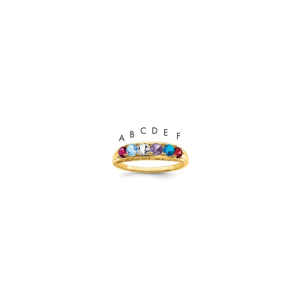 14k Genuine 6 Stone Mother's Ring