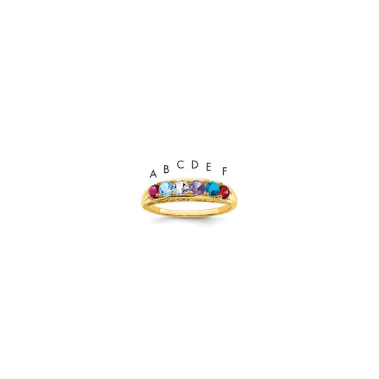 14k Genuine 6 Stone Mother's Ring