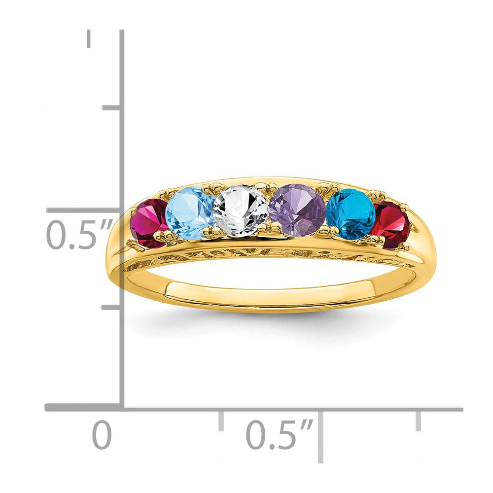 14k Genuine 6 Stone Mother's Ring